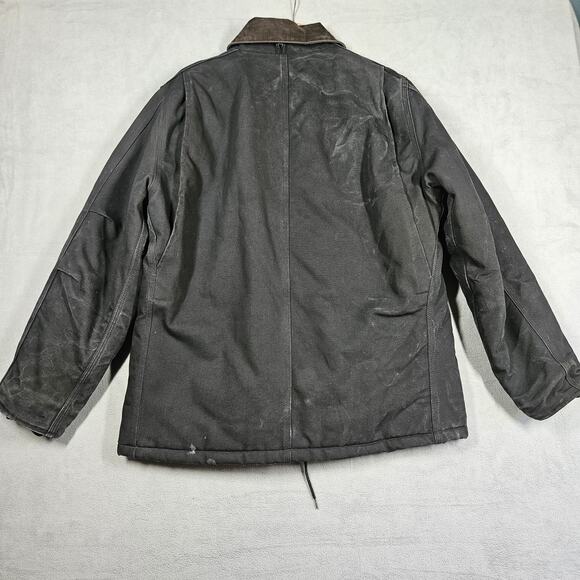 VTG Carhartt C01 Chore Coat Jacket 44 Made in USA Black Quilted Lined Distressed - Picture 11 of 16